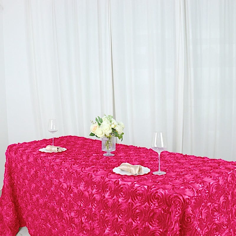 90x132" Satin Ribbon Roses Rectangle Tablecloth