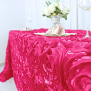 90x132" Satin Ribbon Roses Rectangle Tablecloth