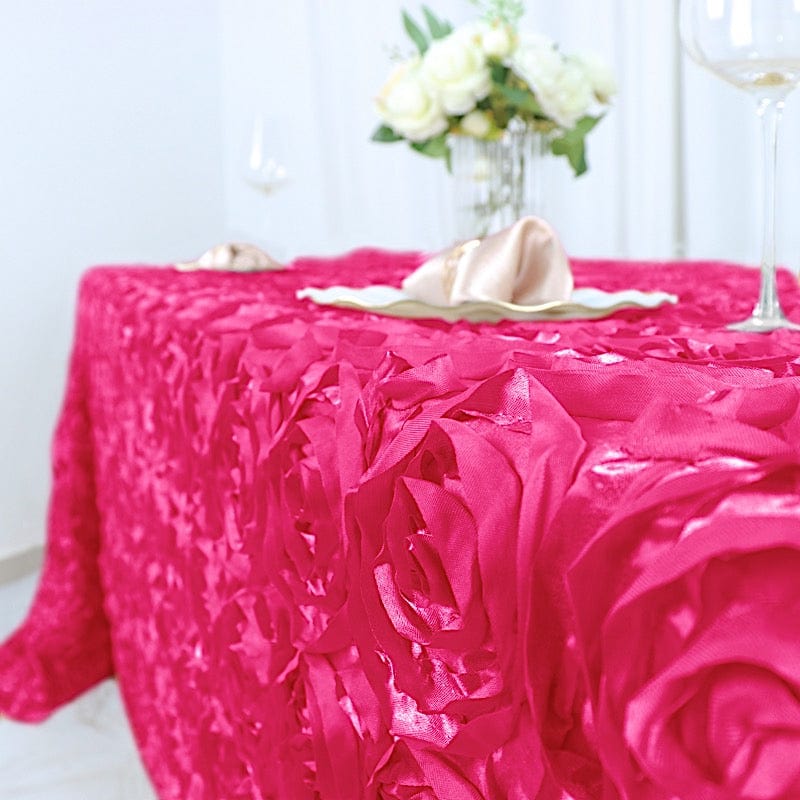 90x132" Satin Ribbon Roses Rectangle Tablecloth