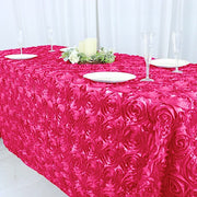 90x132" Satin Ribbon Roses Rectangle Tablecloth