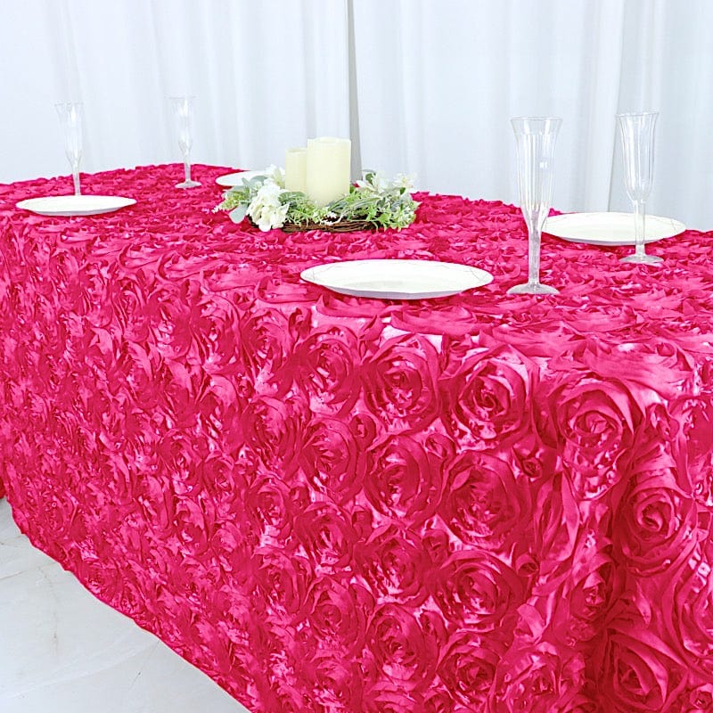 90x132" Satin Ribbon Roses Rectangle Tablecloth