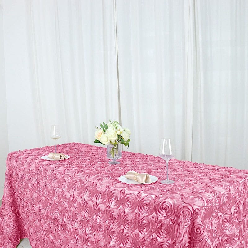 90x132" Satin Ribbon Roses Rectangle Tablecloth