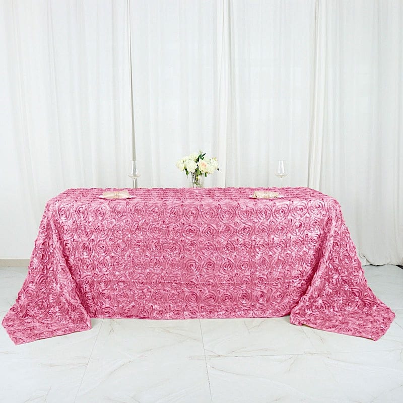 90x132" Satin Ribbon Roses Rectangle Tablecloth