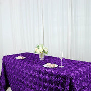 90x132" Satin Ribbon Roses Rectangle Tablecloth