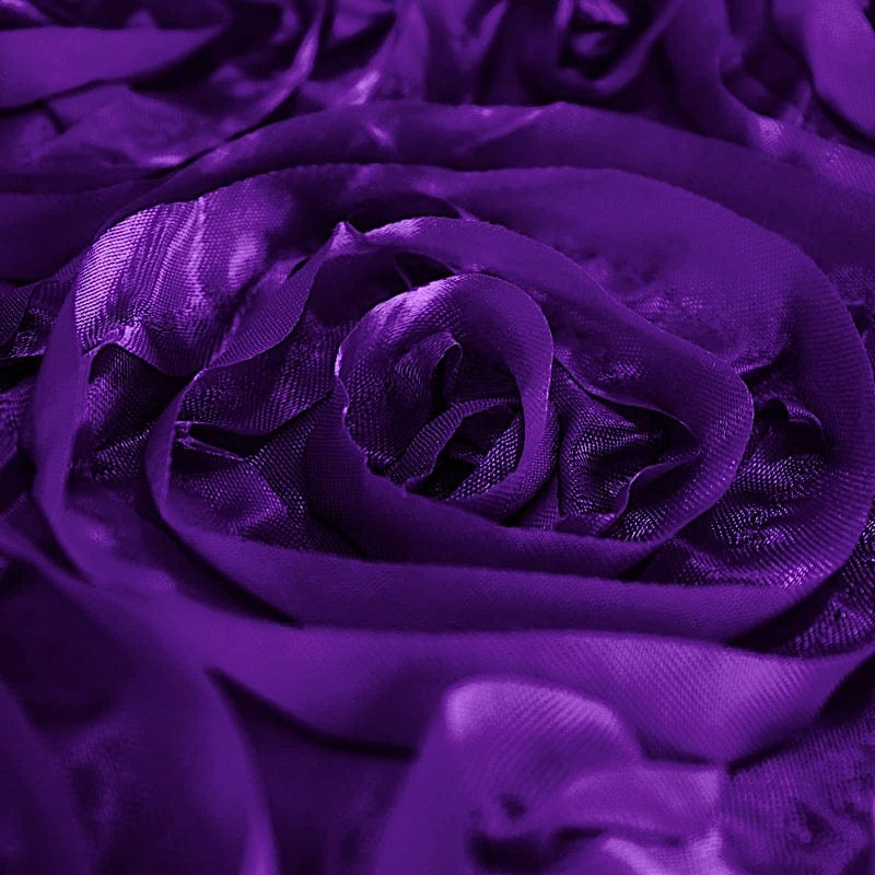 90x132" Satin Ribbon Roses Rectangle Tablecloth