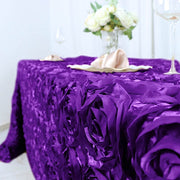 90x132" Satin Ribbon Roses Rectangle Tablecloth