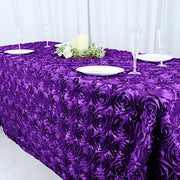 90x132" Satin Ribbon Roses Rectangle Tablecloth