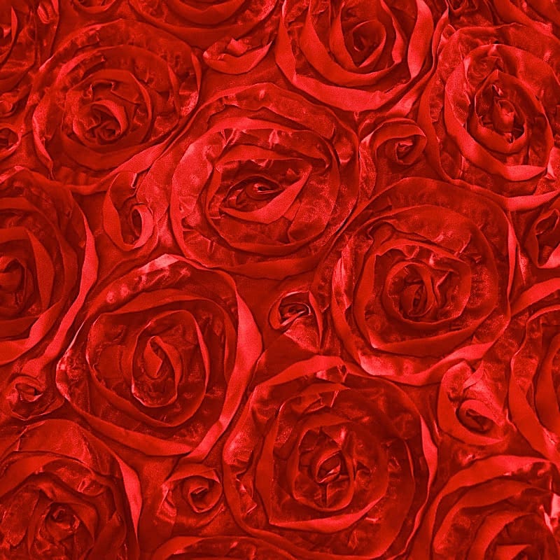 90x132" Satin Ribbon Roses Rectangle Tablecloth