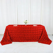 90x132" Satin Ribbon Roses Rectangle Tablecloth
