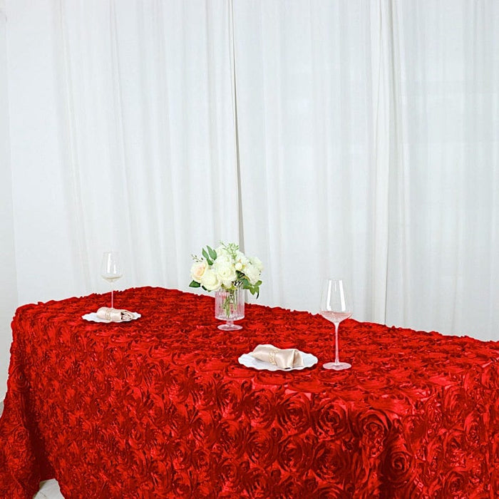 90x132" Satin Ribbon Roses Rectangle Tablecloth