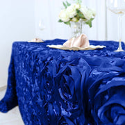 90x132" Satin Ribbon Roses Rectangle Tablecloth