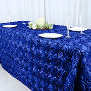 90x132" Satin Ribbon Roses Rectangle Tablecloth