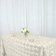 90x132" Satin Ribbon Roses Rectangle Tablecloth