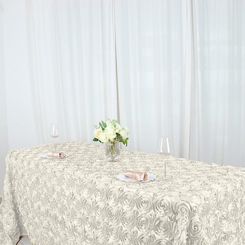 90x132" Satin Ribbon Roses Rectangle Tablecloth