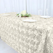 90x132" Satin Ribbon Roses Rectangle Tablecloth