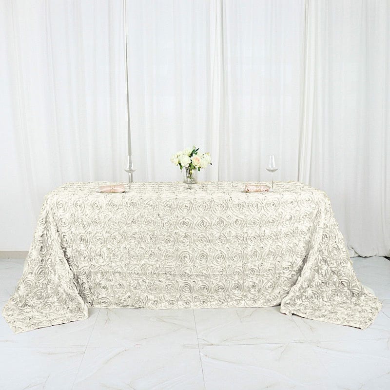 90x132" Satin Ribbon Roses Rectangle Tablecloth