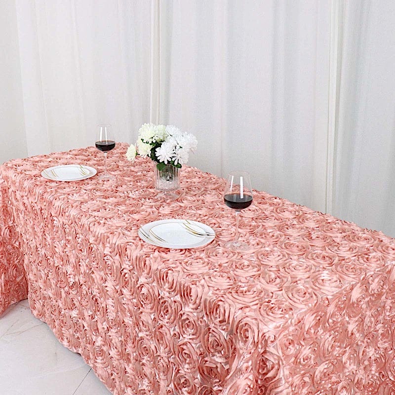 90x132" Satin Ribbon Roses Rectangle Tablecloth