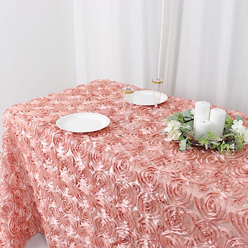 90x132" Satin Ribbon Roses Rectangle Tablecloth