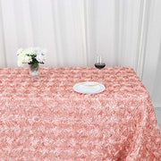 90x132" Satin Ribbon Roses Rectangle Tablecloth
