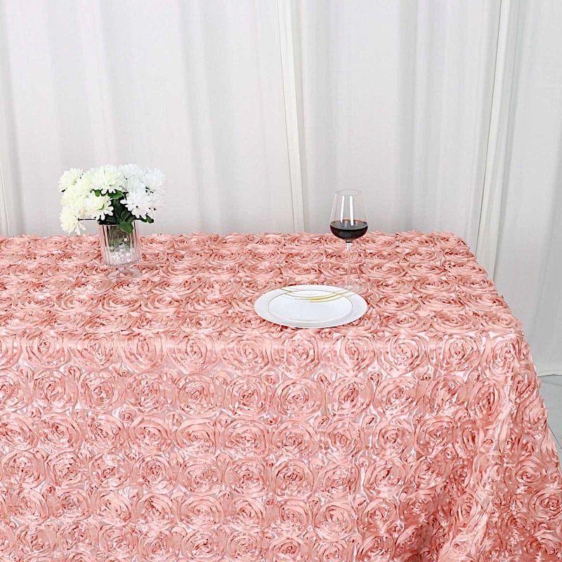 90x132" Satin Ribbon Roses Rectangle Tablecloth