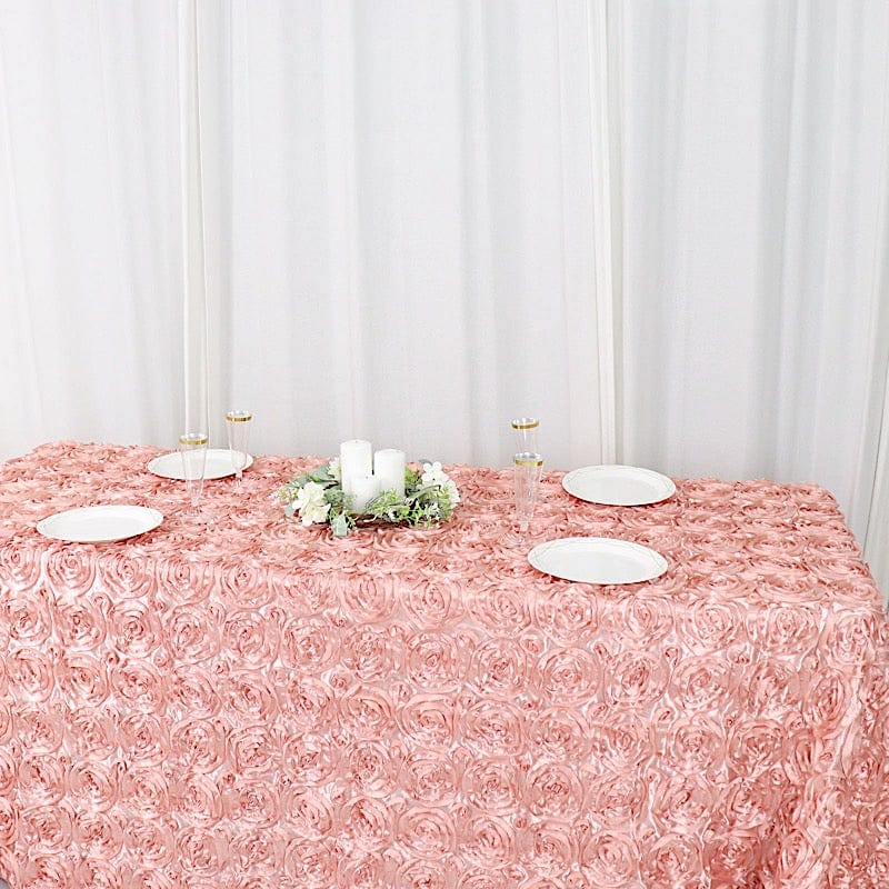90x132" Satin Ribbon Roses Rectangle Tablecloth