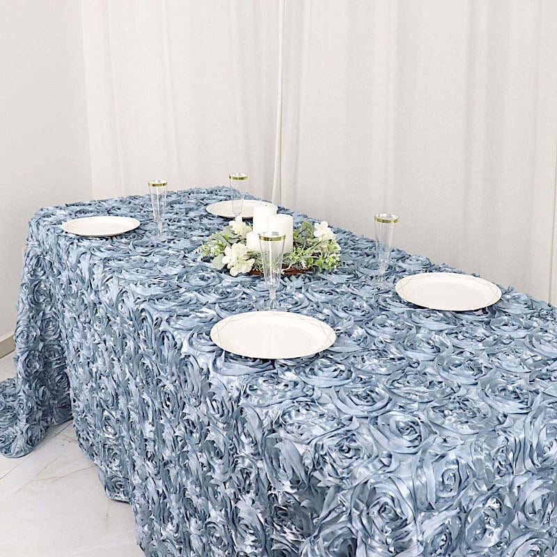 90x132" Satin Ribbon Roses Rectangle Tablecloth