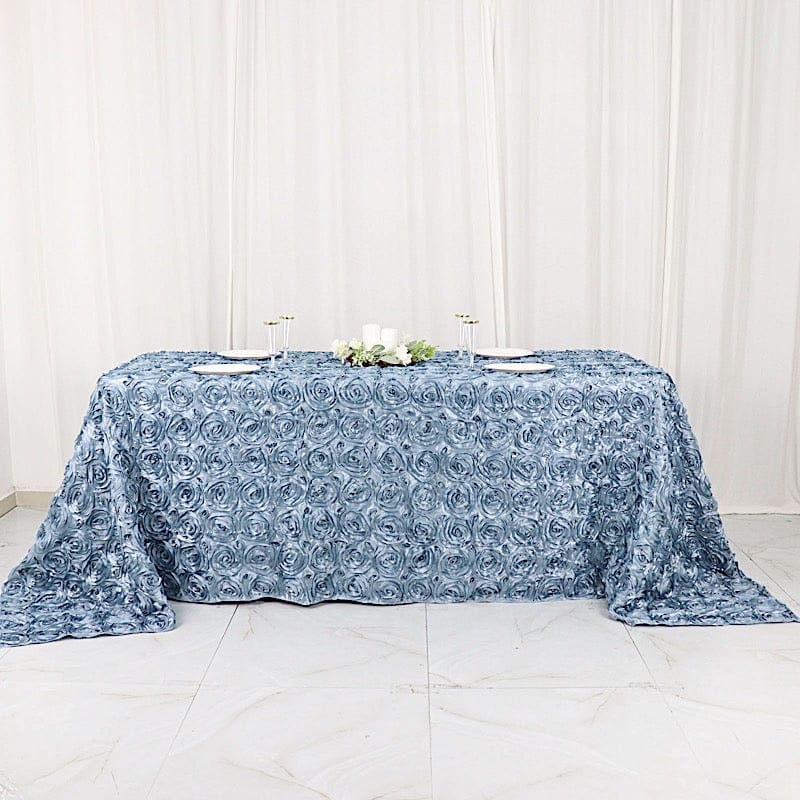 90x132" Satin Ribbon Roses Rectangle Tablecloth