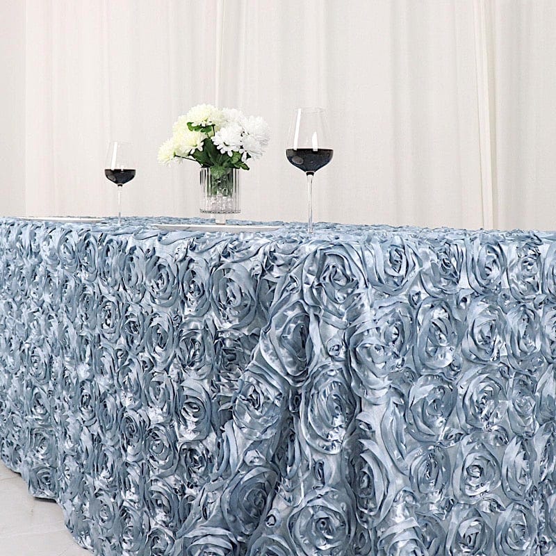 90x132" Satin Ribbon Roses Rectangle Tablecloth