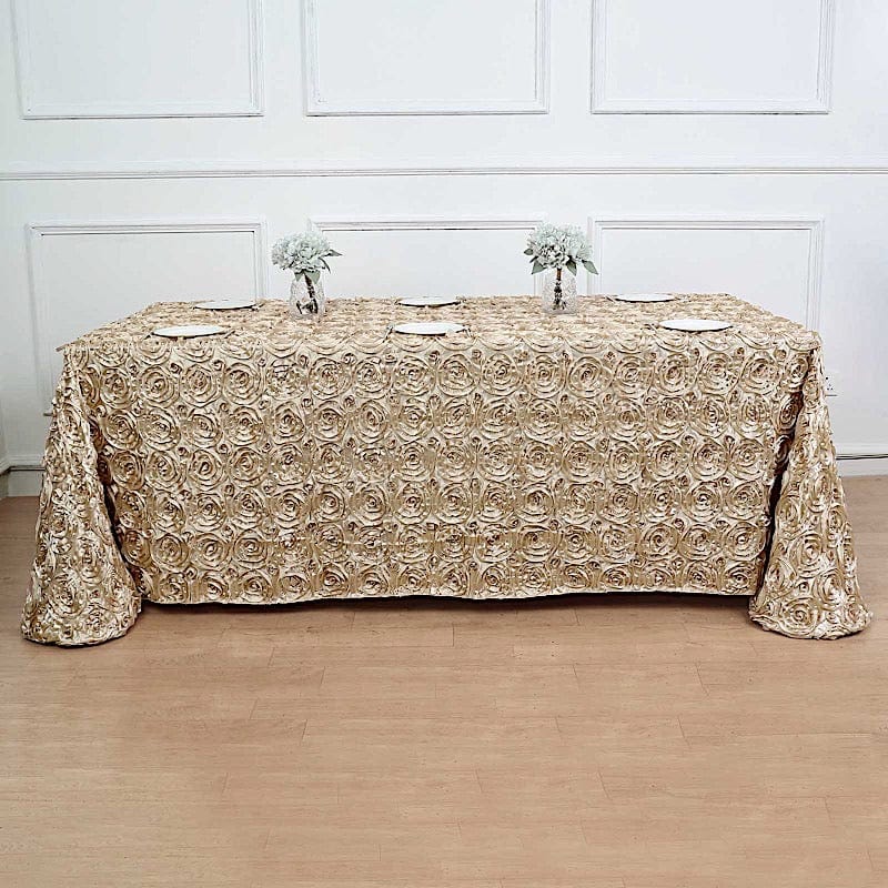90x132" Satin Ribbon Roses Rectangle Tablecloth