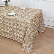 90x132" Satin Ribbon Roses Rectangle Tablecloth