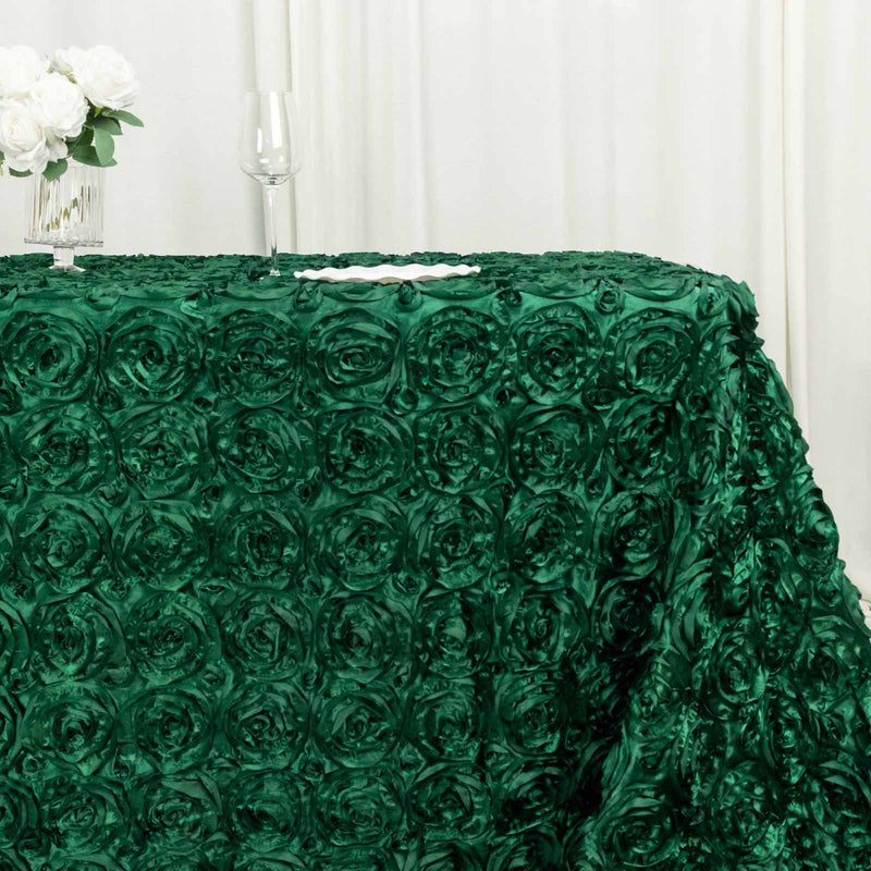 90x132" Satin Ribbon Roses Rectangle Tablecloth