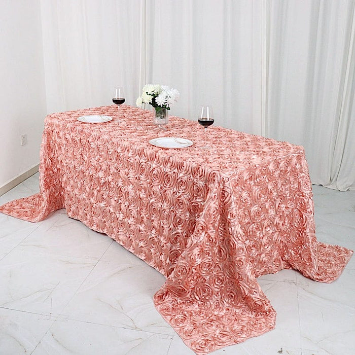 90x132" Satin Ribbon Roses Rectangle Tablecloth TAB_01_90132_080