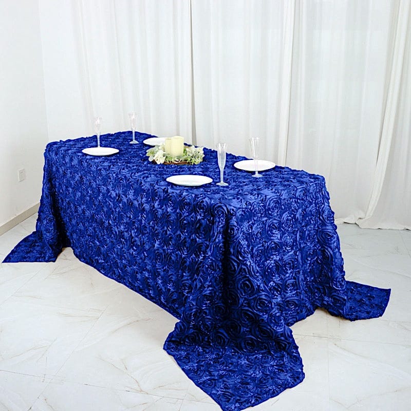90x132" Satin Ribbon Roses Rectangle Tablecloth TAB_01_90132_ROY