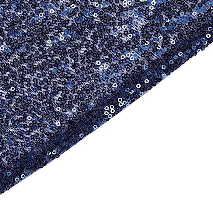 90x132" Sequined Rectangular Tablecloth - Navy Blue TAB_02_90132_012
