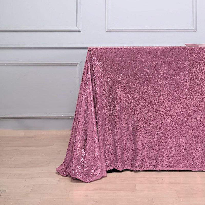 90x132" Sequined Rectangular Tablecloth - Pink TAB_02_90132_015