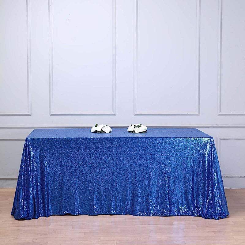 90x132" Sequined Rectangular Tablecloth - Royal Blue TAB_02_90132_018