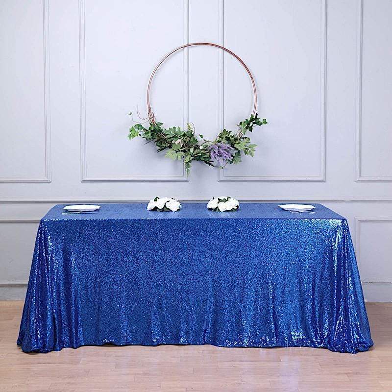 90x132" Sequined Rectangular Tablecloth - Royal Blue TAB_02_90132_018