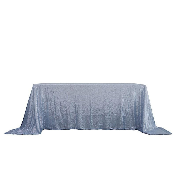 90x132" Sequined Rectangular Tablecloth - Dusty Blue TAB_02_90132_086