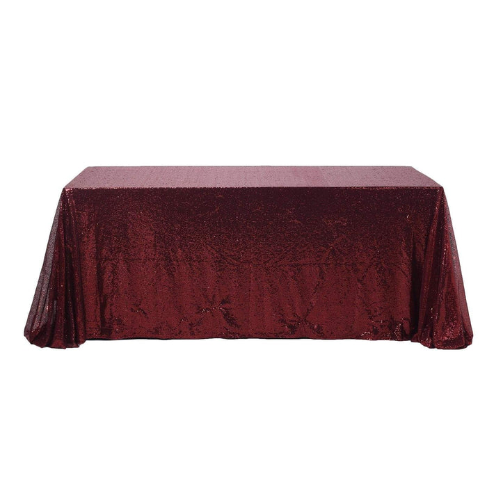 90x132" Sequined Rectangular Tablecloth TAB_02_90132_BURG