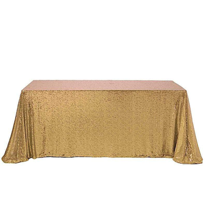 90x132" Sequined Rectangular Tablecloth TAB_02_90132_GOLD
