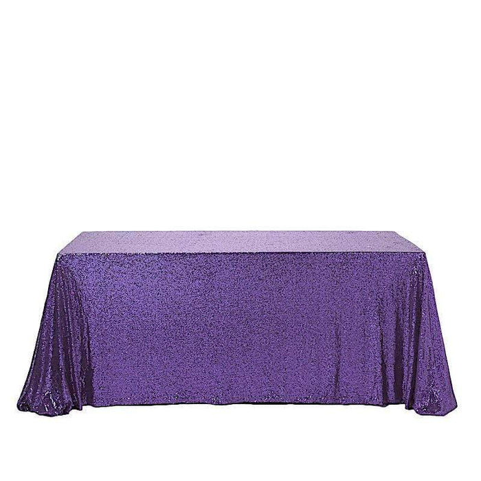 90x132" Sequined Rectangular Tablecloth TAB_02_90132_PURP