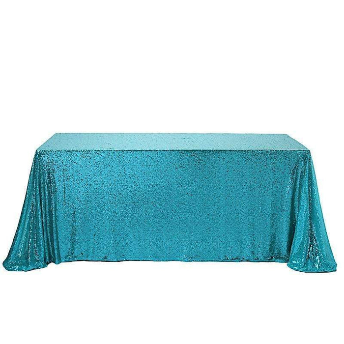 90x132" Sequined Rectangular Tablecloth TAB_02_90132_TURQ