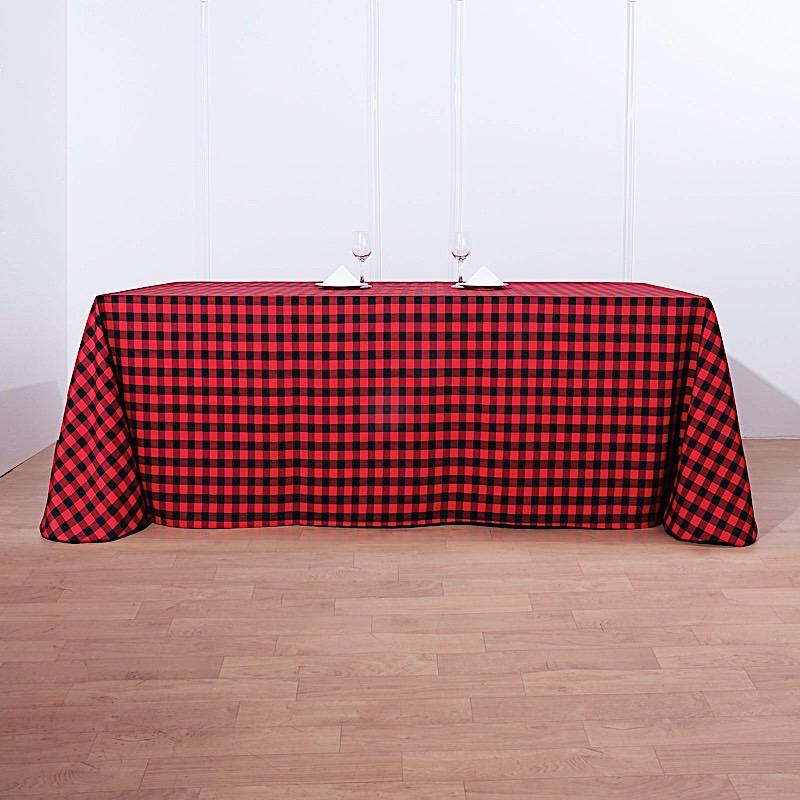 90x156" Checkered Gingham Polyester Tablecloth