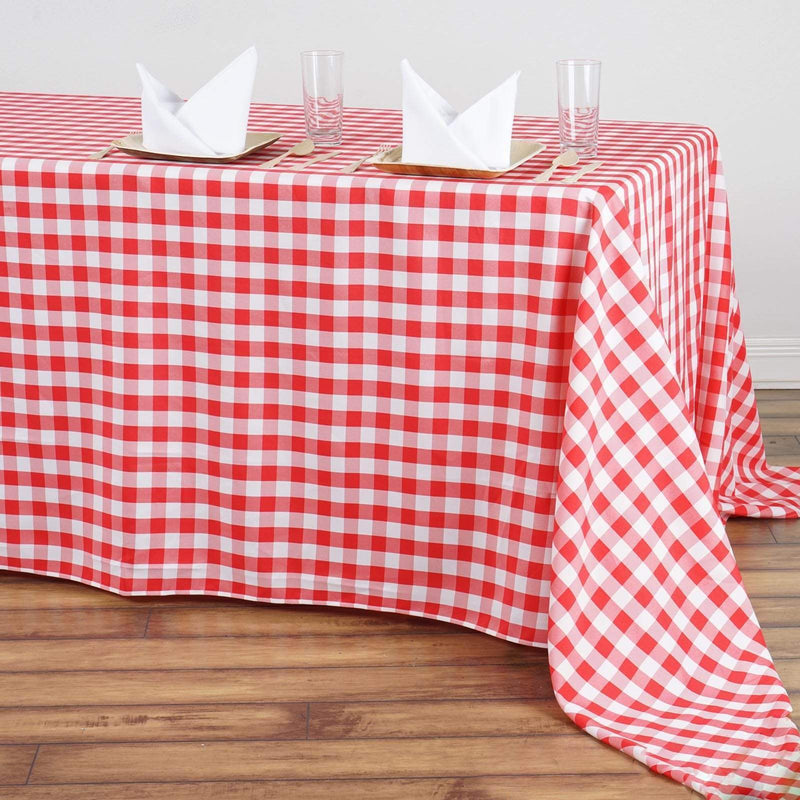 90x156" Checkered Gingham Polyester Tablecloth