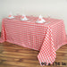 90x156" Checkered Gingham Polyester Tablecloth - Coral and White TAB_CHK90156_032