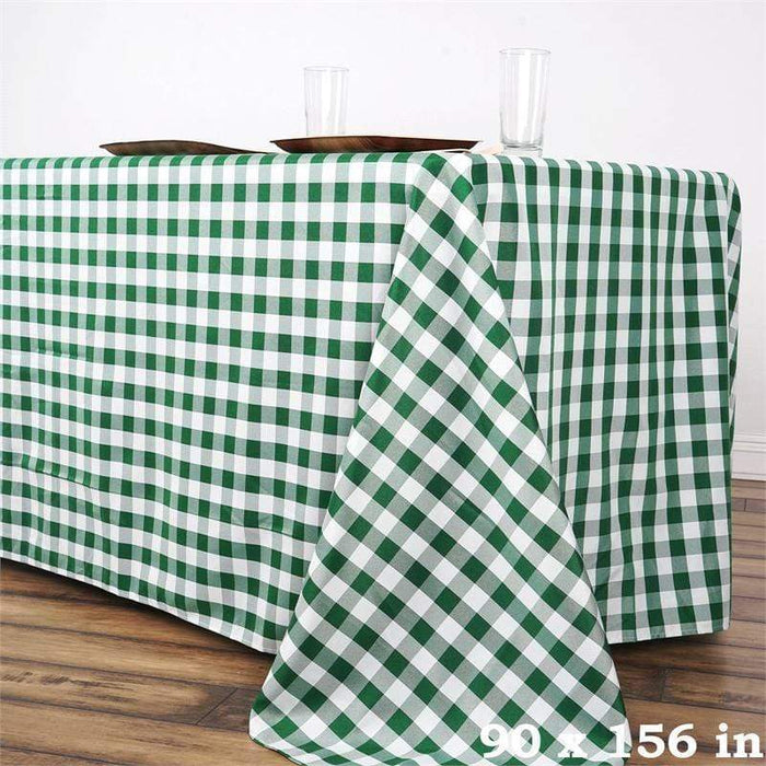 90x156" Checkered Gingham Polyester Tablecloth TAB_CHK90156_GRN