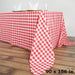 90x156" Checkered Gingham Polyester Tablecloth - Red and White TAB_CHK90156_RED