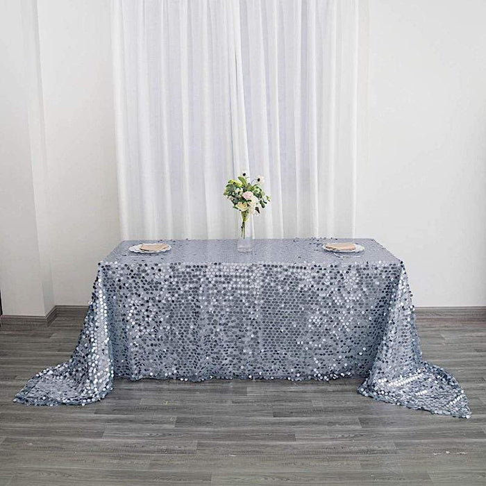 90x156" Large Payette Sequin Rectangular Tablecloth - Dusty Blue TAB_71_90156_086