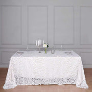 90x156" Large Payette Sequin Rectangular Tablecloth - White TAB_71_90156_WHT