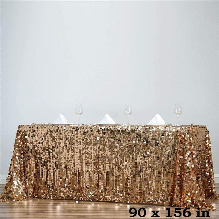 90x156" Large Payette Sequin Rectangular Tablecloth TAB_71_90156_GOLD